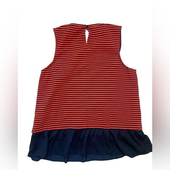 J. Crew Factory Red and Blue Striped Ruffle Hem Tank Top - Picture 4 of 8